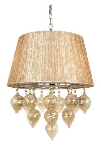 Závesná lampa Elissa v sivej a béžovej farbe na retiazke