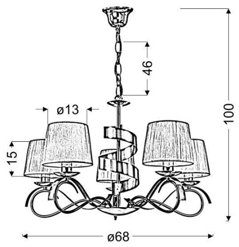 Závěsná lampa chrom/zlatý 5xE14 lustr Denis