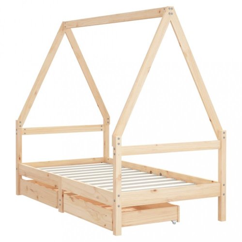 Dětská postel se zásuvkami 80 x 160 cm masivní borové dřevo