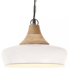 Závesná lampa biela / mangovníkové drevo Dekorhome