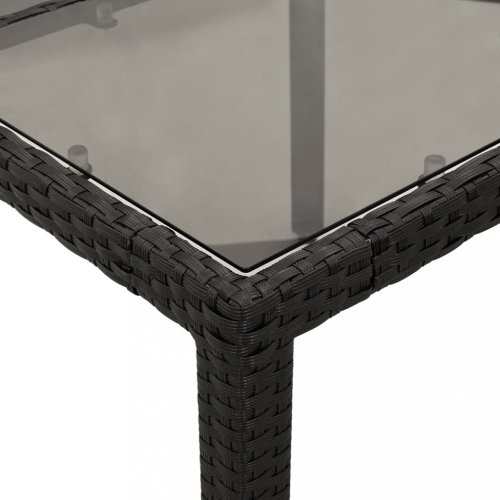 Zahradní stůl se skleněnou deskou černý 90x90x75 cm polyratan