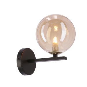 Kama lampa kinkiet czarny+złoty 1x28 G9 klosz bursztynowy