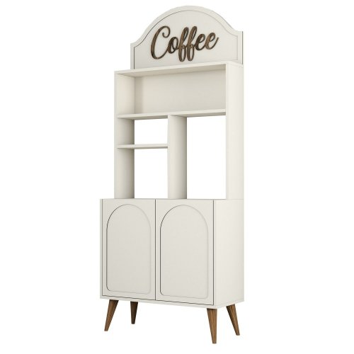 Coffee Bar Cabinet Lyon 80 - Cream, Walnut - POSLEDNÝ KUS