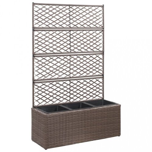 Truhlík s treláží a 3 květináči 83x30x130 cm polyratan Dekorhome