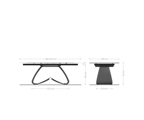 Jídelní stůl Edge 180-220x100 sklo s reliéfem kouřově černé 3D design