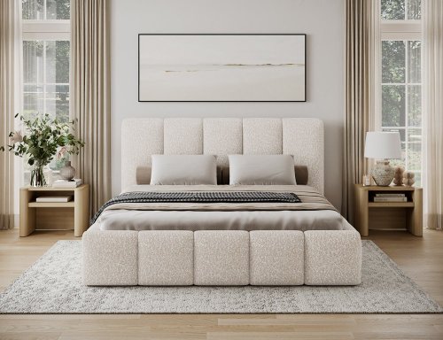 Posteľ Edvige + Drevený rám + plynový piest + kontajner 180x200