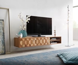 TV stolek Fevo 160 cm akácie přírodní 2 dvířka závěsné