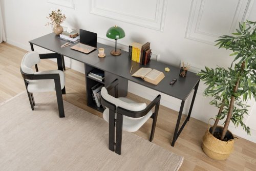 Psací stůl Twin Study Desk - Anthracite, Black