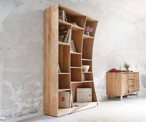 Knihovna Live Edge 120 cm přírodní akácie levá
