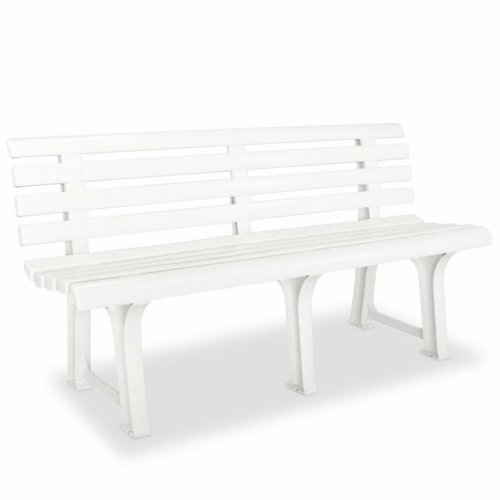 vidaXL Zahradní lavička, plast, bílá, 145,5x49x74 cm