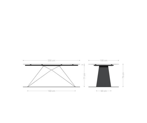 Jedálenský stôl Edge oválny tvar 200x100 cm Laminam® keramika Nero