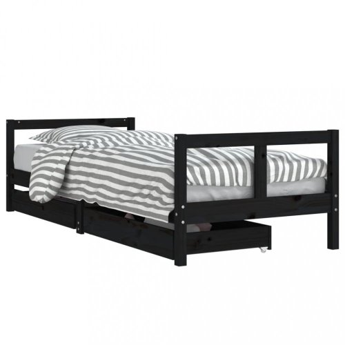 Dětská postel se zásuvkami černá 80x200 cm masivní borové dřevo