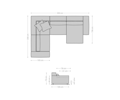 Pohovka ve tvaru "U" Sirpio D 330x240 cm manšestr stříbrnošedá
