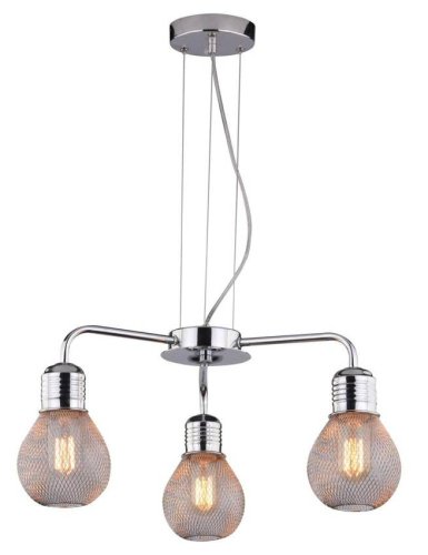 Závesná lampa s chrómovým drôteným tienidlom 3x60W, nastaviteľná Gliva