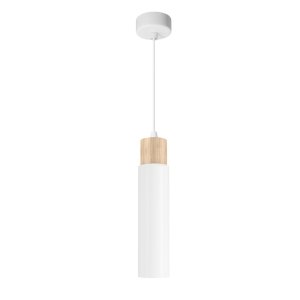 Závesná lampa Claro biela 1x15W GU10 tienidlo biele+drevené
