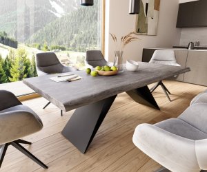 Jedálenský stôl Edge 220x100 cm XL akácia platina