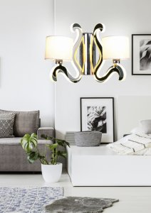 Dvojitá chromovaná nástěnná lampa E14 LED s osvětlovacím ramenem Ambrosia