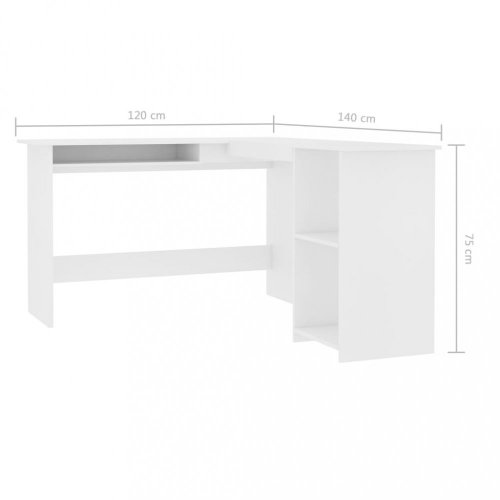 Rohový psací stůl 120x140 cm Dekorhome - BAREVNÁ VARIANTA: Bílá