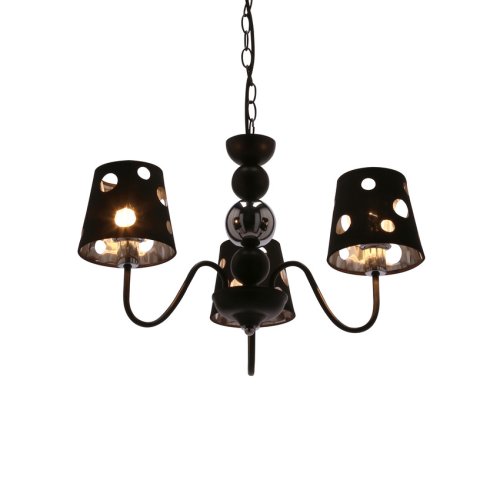 Čierna závesná lampa s lustrom 3xE14 Batley Ledea