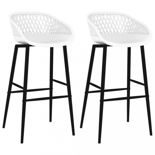 Barové židle 2 ks plast / kov Dekorhome - BAREVNÁ VARIANTA: Bílá / hnědá