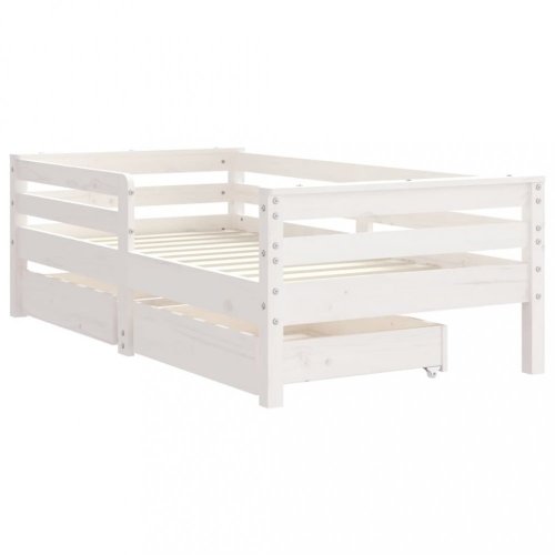 Dětská postel se zásuvkami bílá 70x140 cm masivní borové dřevo