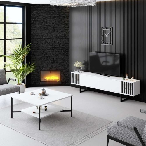 TV stolek Chrome Line - White, Black