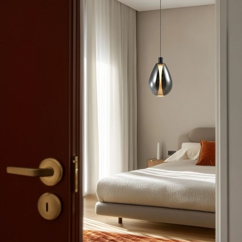 Lampa wisząca Denso 20 szklana czarna z kloszem dymionym nad stół do jadalni