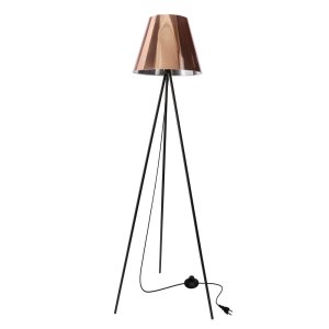 Stojaca lampa PLATINO čierna 1x40W E27 medené tienidlo