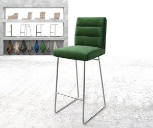 Barová židle Pela-Flex Velvet Green Skid Frame z nerezové oceli