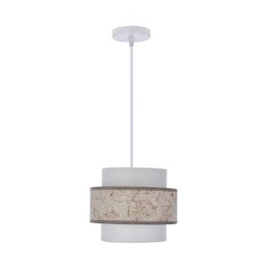 Závěsná lampa Calmi bílá 1x40W e27 stínidlo bílá+béžová