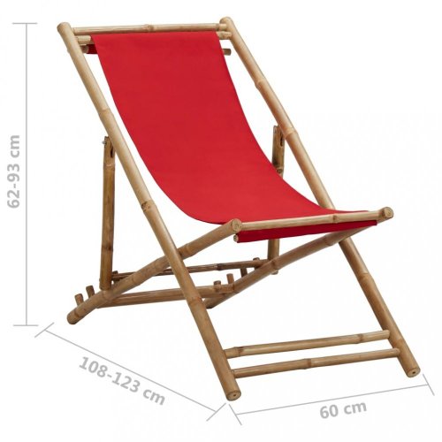 Skladacie plážové ležadlo bambus / plátno Dekorhome - BAREVNÁ VARIANTA: Zelená