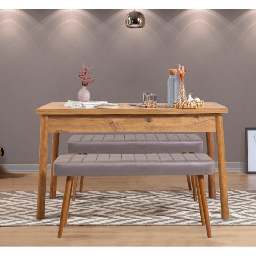 Jídelní set se stolem a lavicí (3 kusy) Costa 0701 - Atlantic Pine, Soho Grey