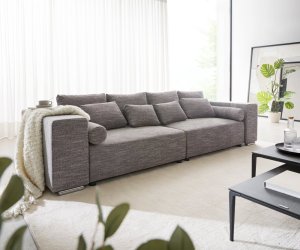 Velká pohovka Marbeya 290x110 cm světle šedá funkce rozkladu
