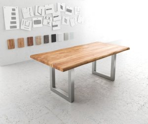 DELIFE Jídelní stůl Edge 200x100 XL přírodní akácie nerezová ocel