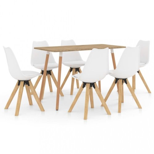 Jedálenský set 6 + 1 buk / umelá koža / plast Dekorhome