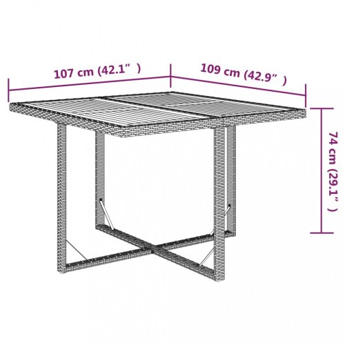 Zahradní stůl béžový 109x107x74 cm polyratan a masivní akácie