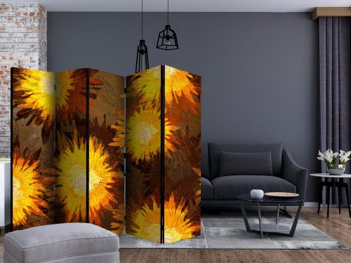 Paraván Sunflower dance Dekorhome - ROZMER: 135x172 cm (3-dielny)