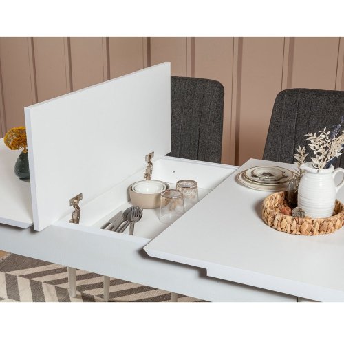 Jídelní set s rozkládacím stolem a lavicemi VINA, len