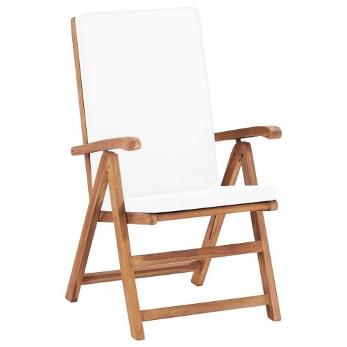 Polohovací zahradní židle 2 ks teakové dřevo Dekorhome - BAREVNÁ VARIANTA: Krémová