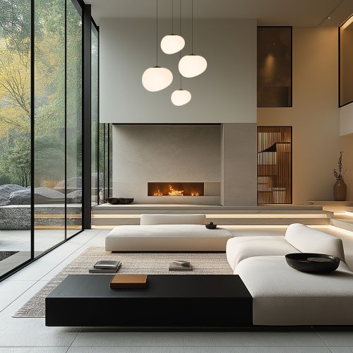 Závěsná lampa STONES 20 cm v japonském stylu - s bílým stínidlem inspirovaným kamenem - minimalistické stropní osvětlení do obývacího pokoje E27