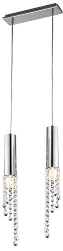 Závesná stropná lampa chrómová teplá LED 2x3W + žiarovky Duero