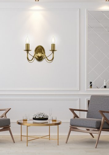 Dvojitá nástenná lampa 2xE14 patinovaná MUZA