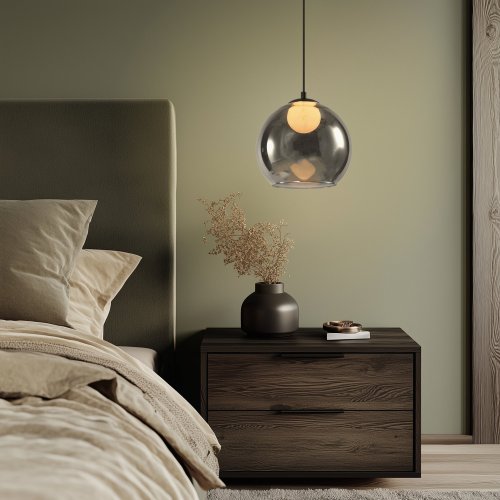 Stropná lampa Brin čierna 1x15W G9 dymová s bielym tienidlom