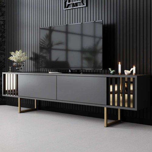 TV stolek Gold Line - Anthracite, Gold