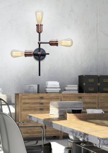 Stropná lampa Kirimu 3xE27 Čierna