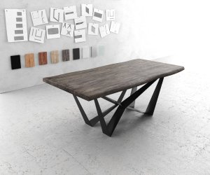Jídelní stůl Edge 200x100 XL akácie platina plochá ocel černá