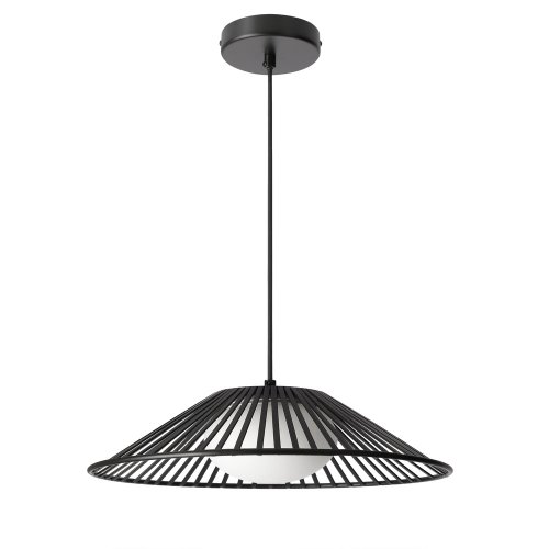 Lampa wisząca Sonte 50 czarna z białym szklanym kloszem nad stół