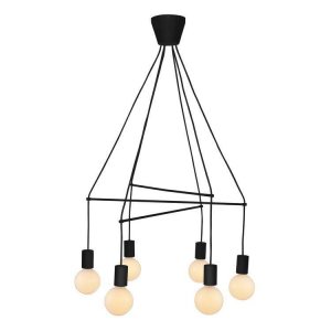 Závesná lampa čierna matná 6xE27 dvojitý okruh Alto