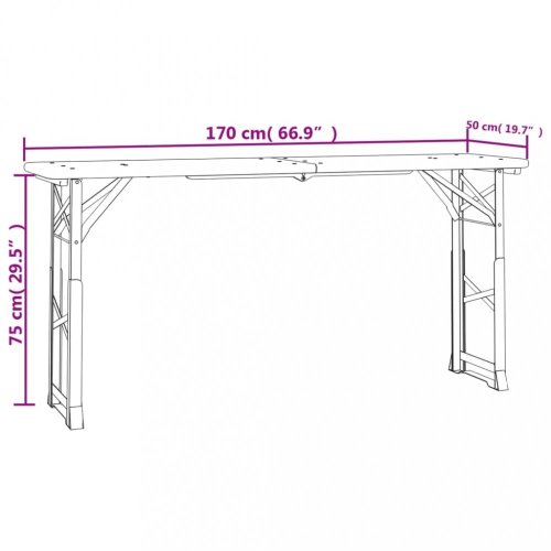 Skládací barový stůl 170 x 50 x 75/105 cm masivní jedlové dřevo