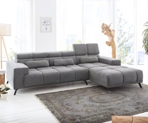 Rohová sedací souprava Ordino 285x200 Mikrovlákno Šedá Otoman Pravá